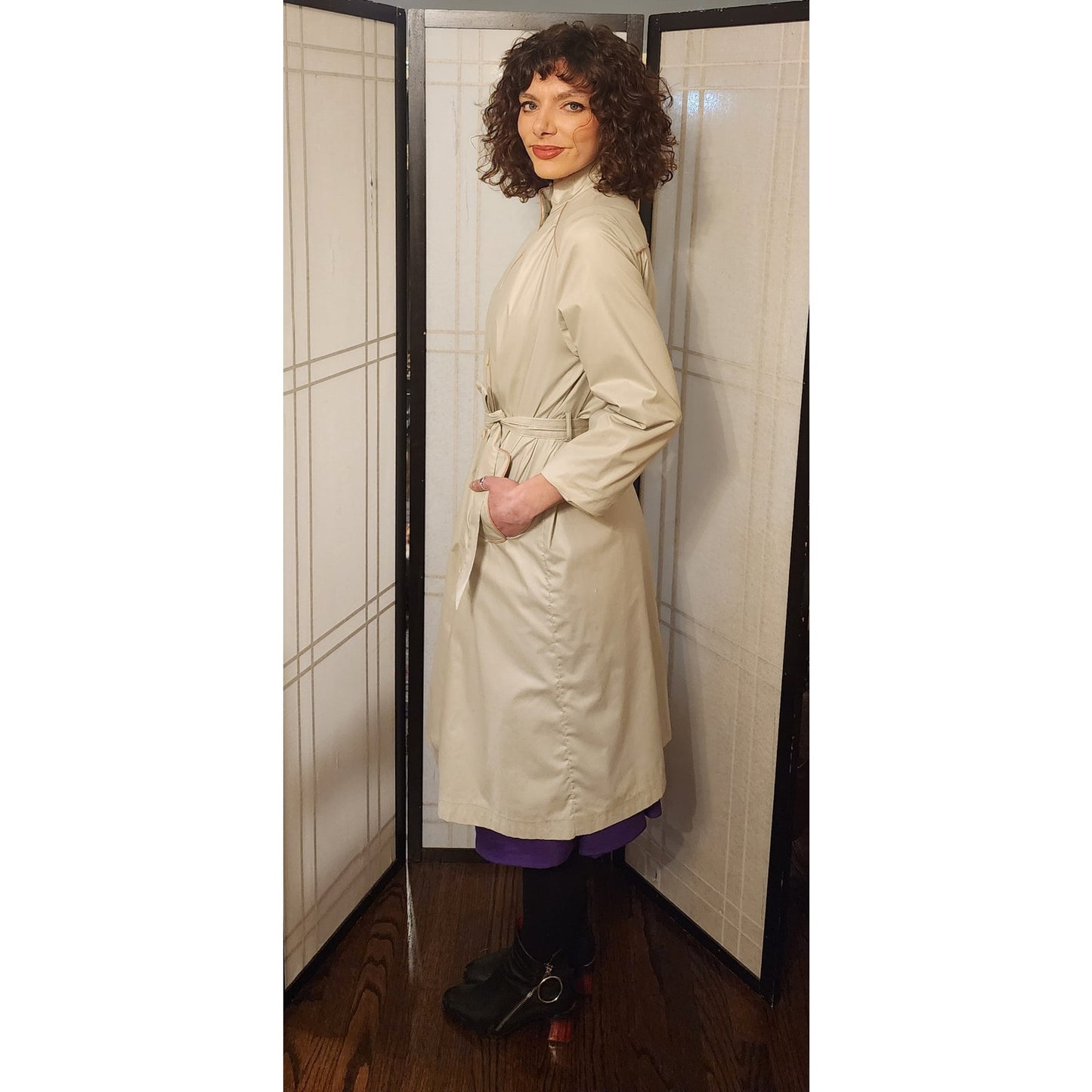 Vintage 70s Trench Coat Gray with Belt by Smug