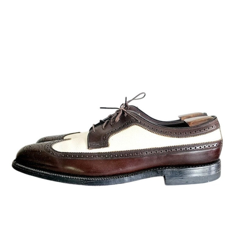 Vintage Florsheim Mens Shoes 11 Brown White Spectator Longwing Oxfords