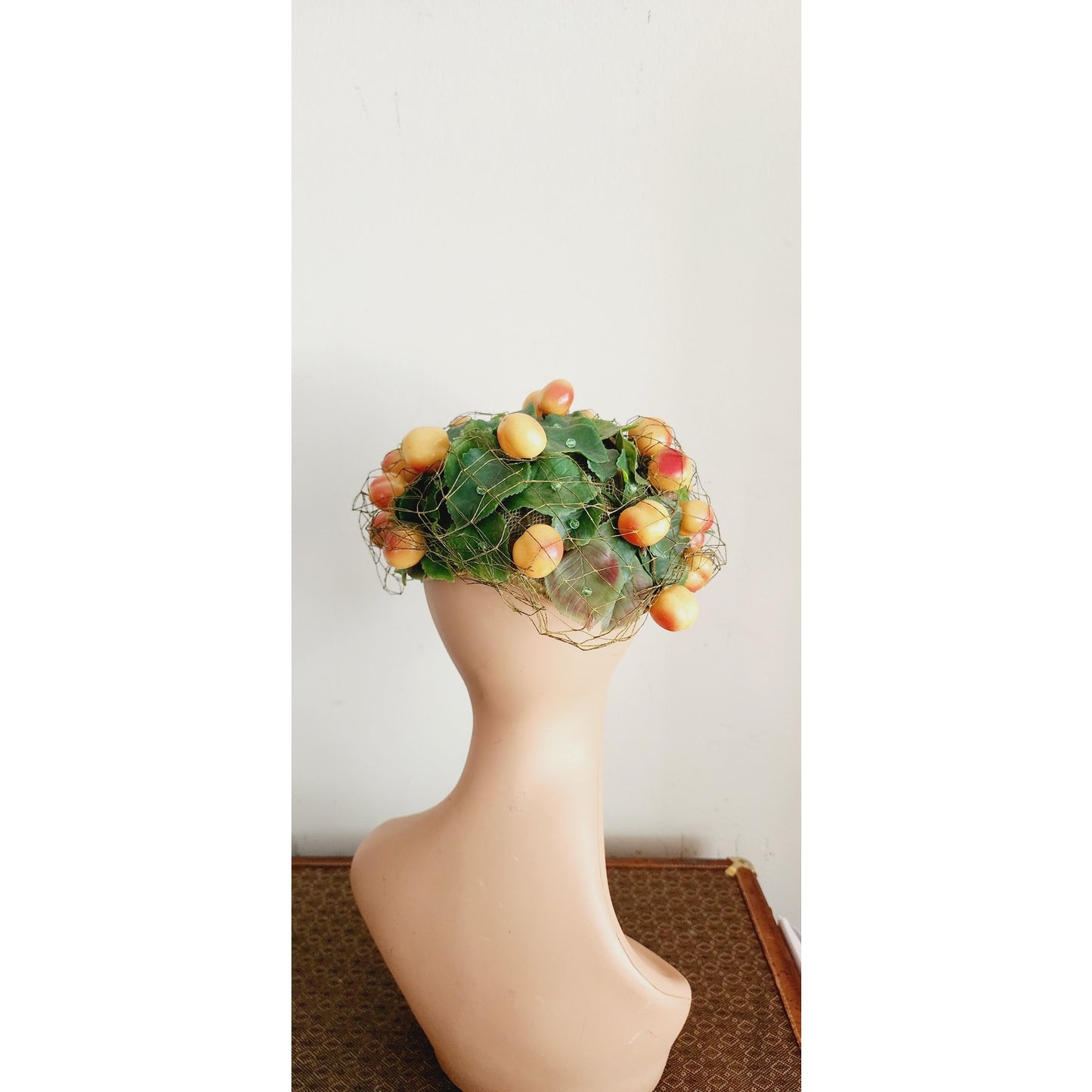 Vintage 50s Bes-Ben Hat Plastic Yellow Cherry Fruit