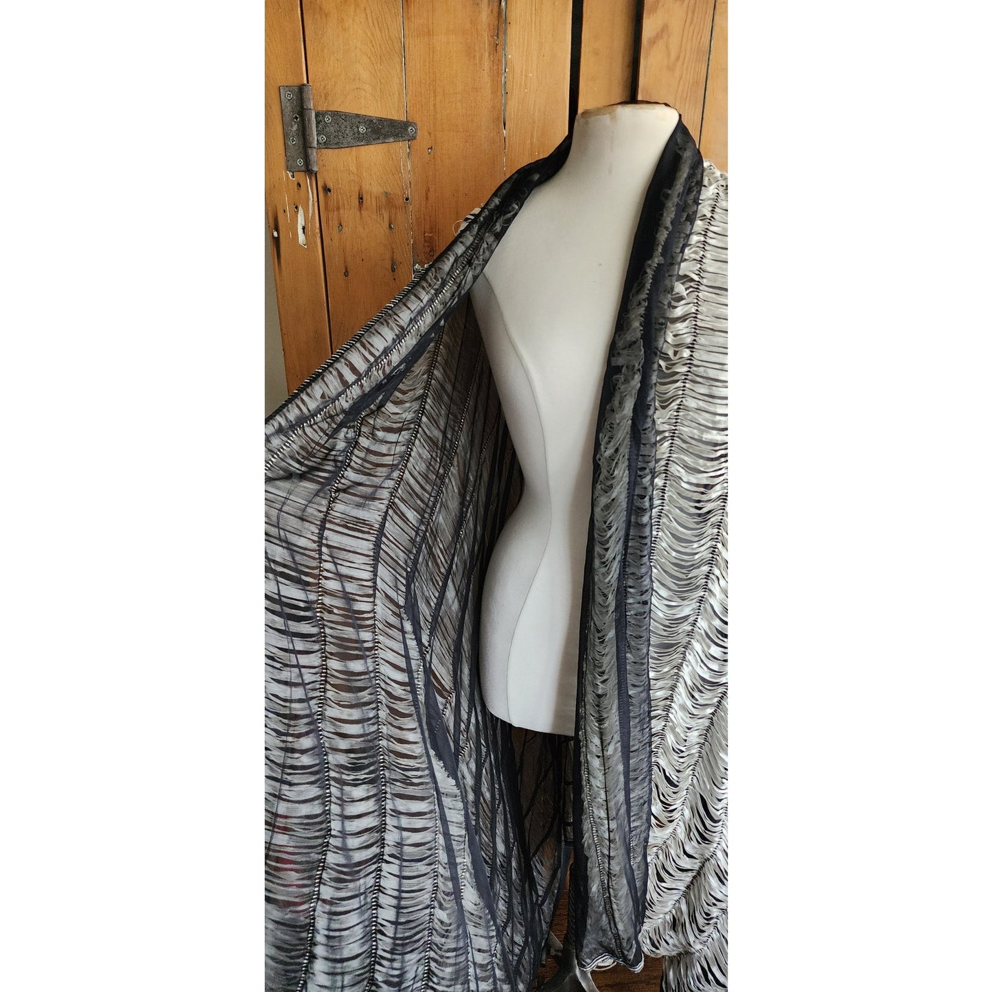 Vintage 2000s Armani Silk Wrap Oversized Striped Shawl Scarf NWT