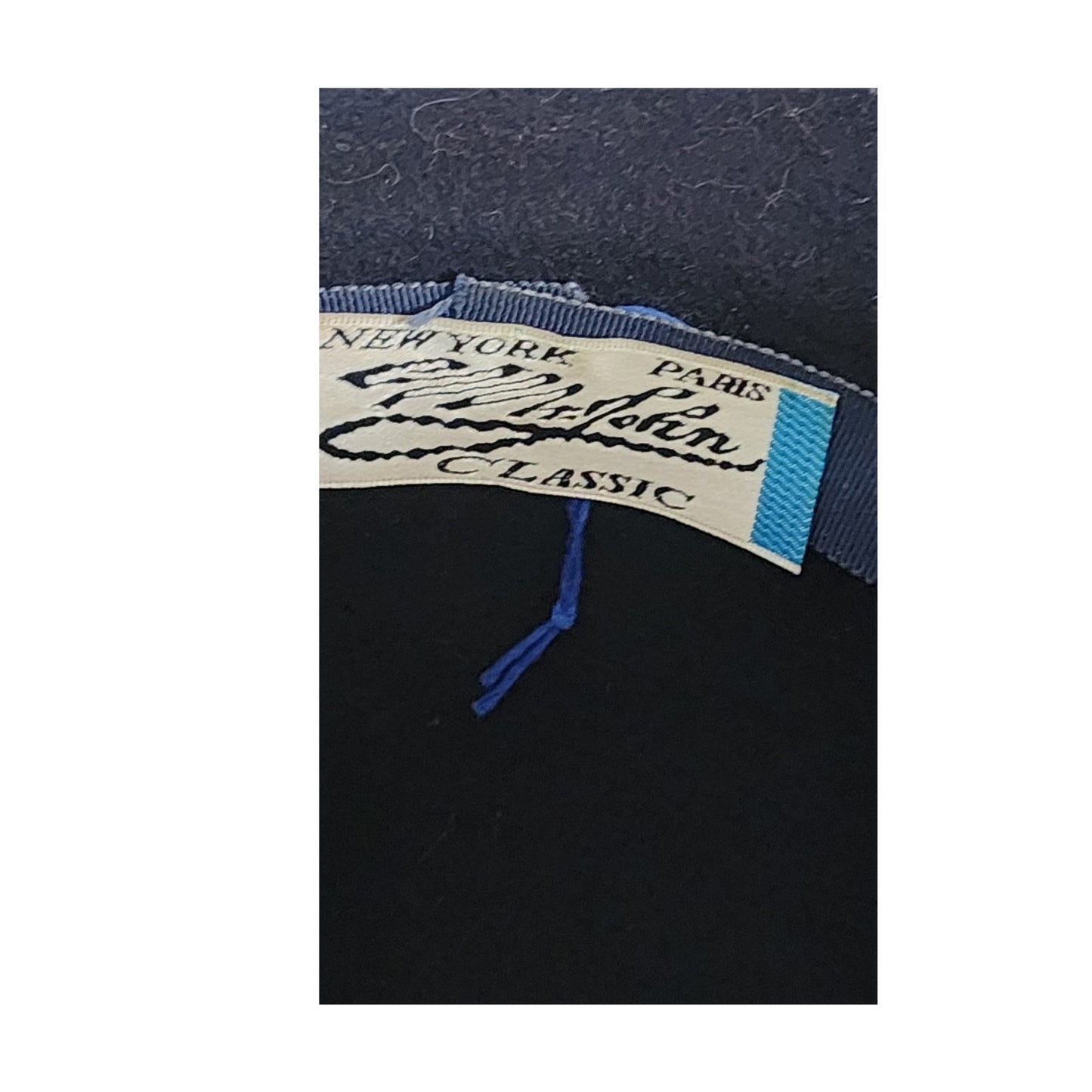 Vintage Navy Blue Hat in Wool & Mesh Oversized Asymmetrical Mr John Classic