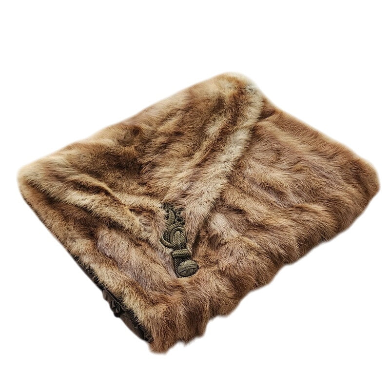 Vintage 40s Mink Fur Muff Bag Combination Brown Beige