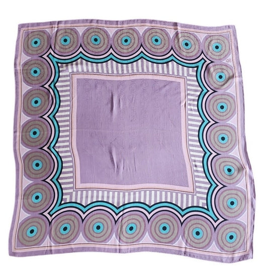 Vintage 1980s Oscar de la Renta Scarf Silk Print Pink Purple Spiral