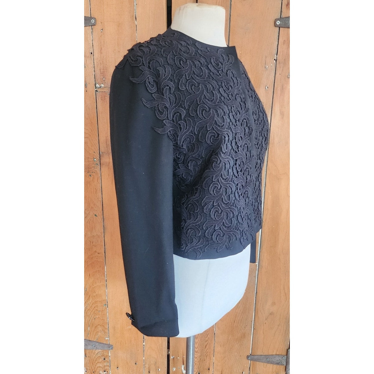 Vintage 90s Genny Blazer Black Jacket Lace Embroidery / S