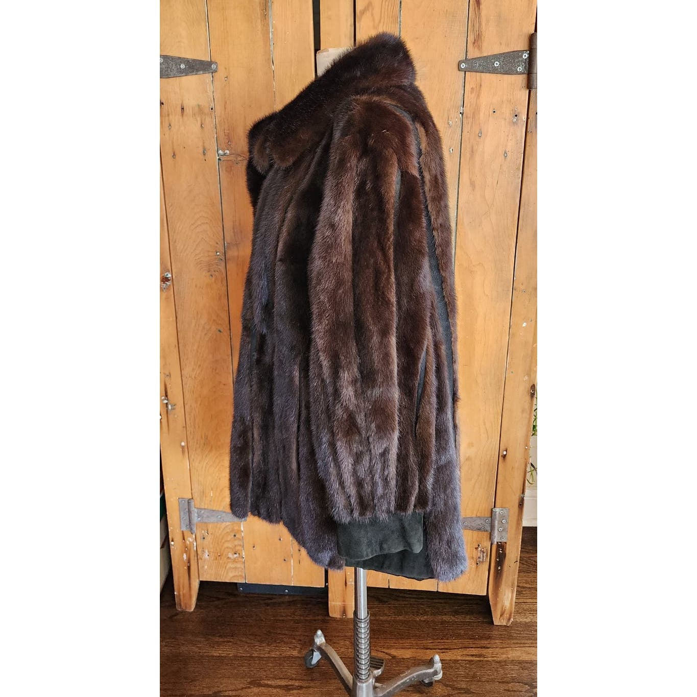 Vintage 70s Brown Mink Fur Jacket Black Suede Lacritz & Picus