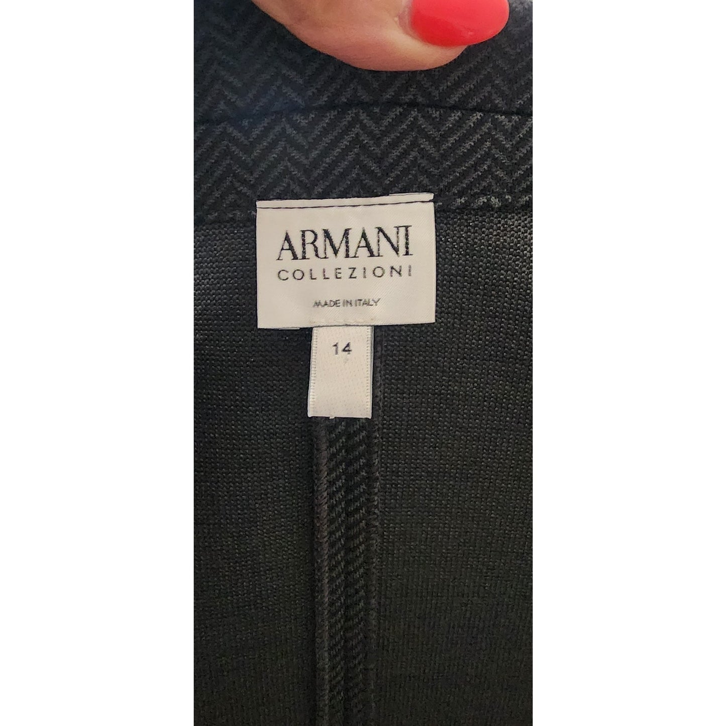 Vintage 2000s Armani Blazer Gray Herrinbone Wool Fitted Jacket Buckle Closure