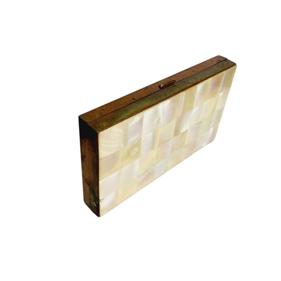 50s Mother of Pearl Compact Purse + Cigarette Case