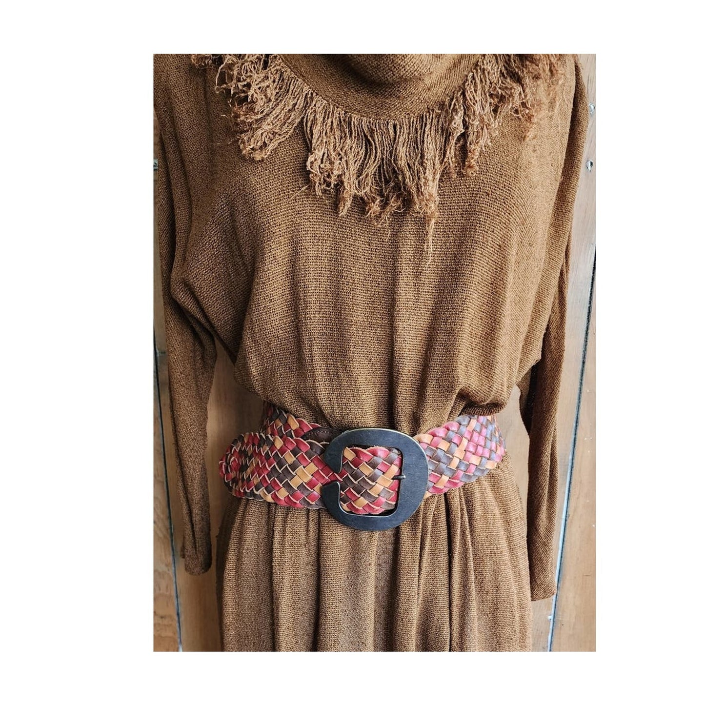 Vintage 90s Linea Pelle Belt Woven Leather Multicolored