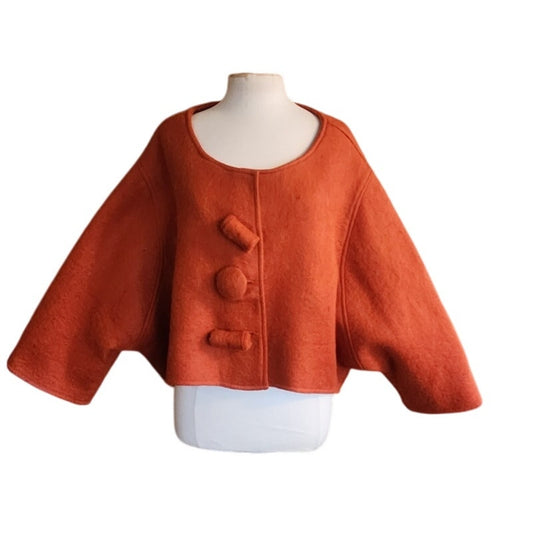 Vintage Orange Blazer Felt Wool Avant Garde Oversized Buttons Contro-Corrente / XL