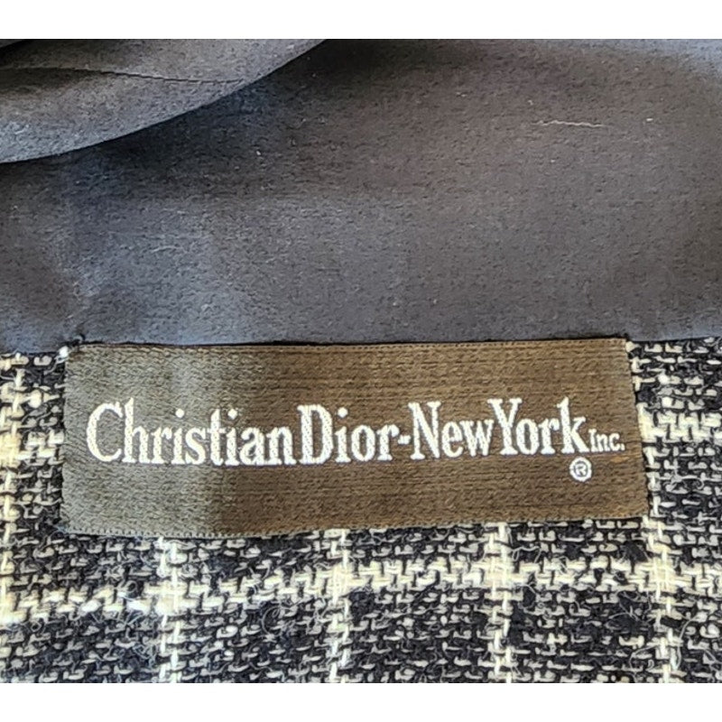 Vintage 1960s Christin Dior New York Suit Mod Three Piece Black White Check Wool