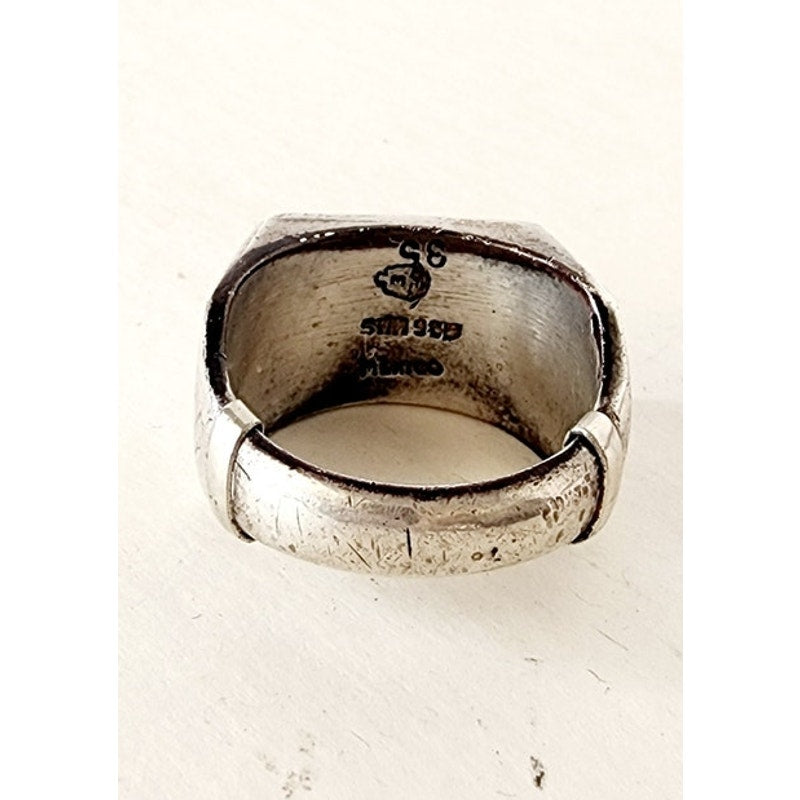 Vintage Mens Ring Inlaid Turquoise Lapis Lazuli Stamped SMM 925 Mexico Size 10.25