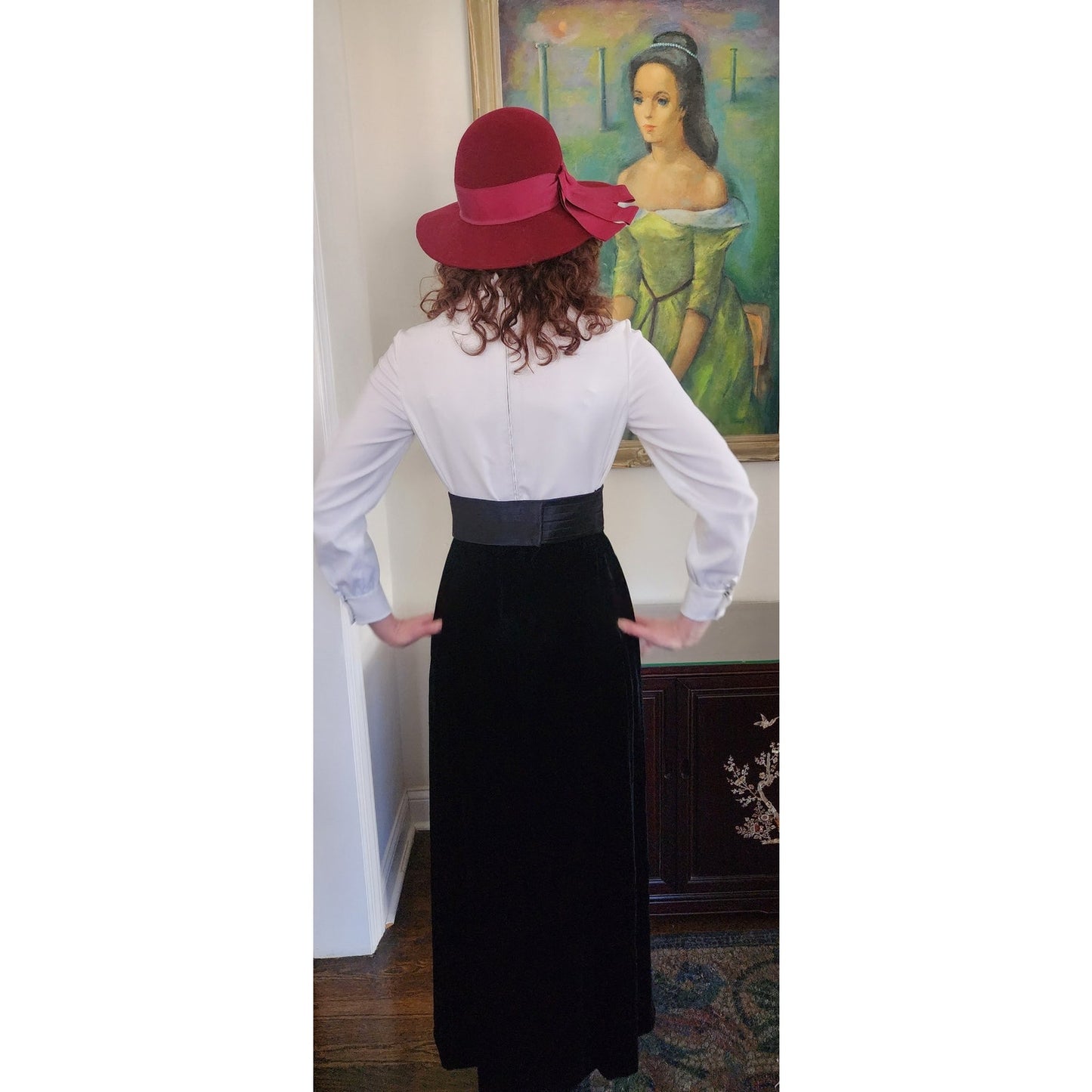 Vintage 70s Tuxedo Style Maxi Dress + Jacket Set Black Velvet Joseph Stein Muriel Reade