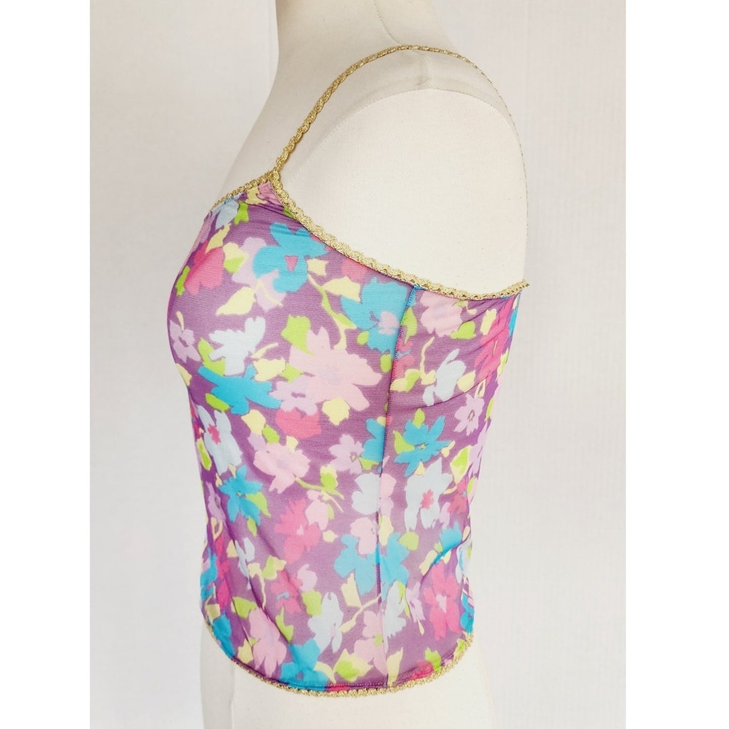 Vintage Dolce Gabbana Tank Top Sheer Floral Y2K 2000s