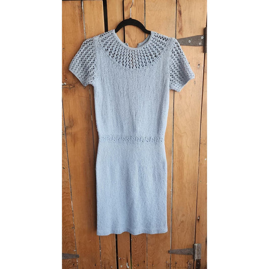 Vintage 30s Knit Dress Baby Blue Short Sleeve