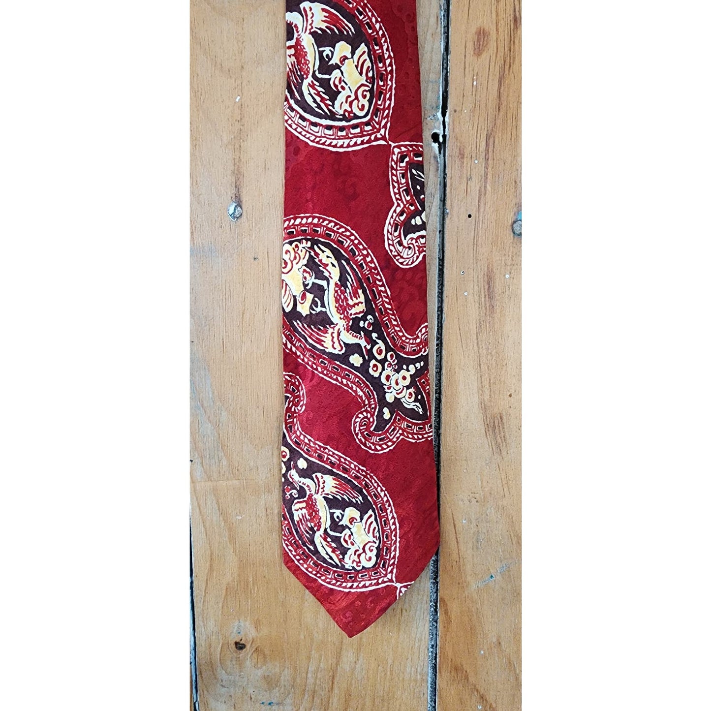Vintage 40s Mens Tie Altman Cravats Pagoda Prints Batik