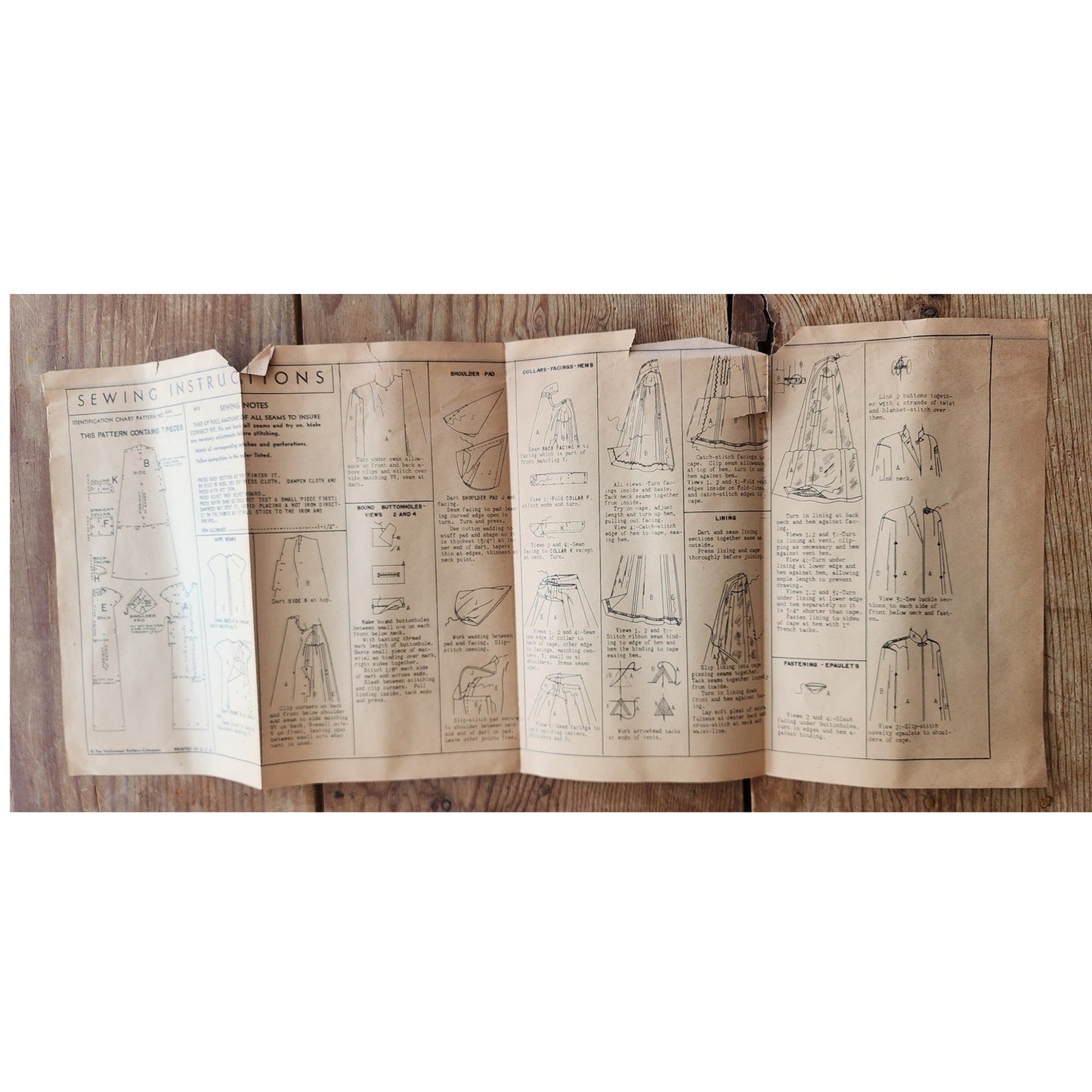Vintage 40s Sewing Pattern ORIGINAL: Cape Short Long Hollywood Patterns 649