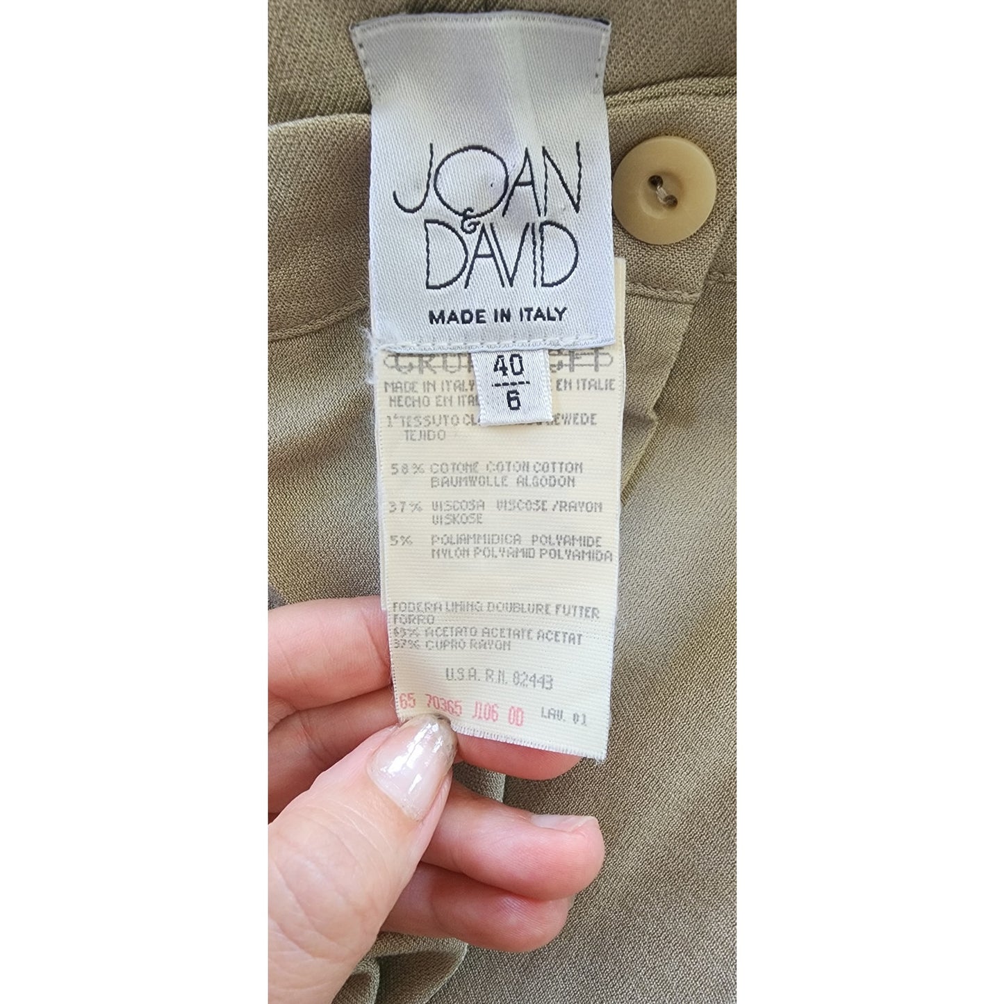 Vintage 1990s Pant Suit Beige Cotton Rayon Joan & David / Small