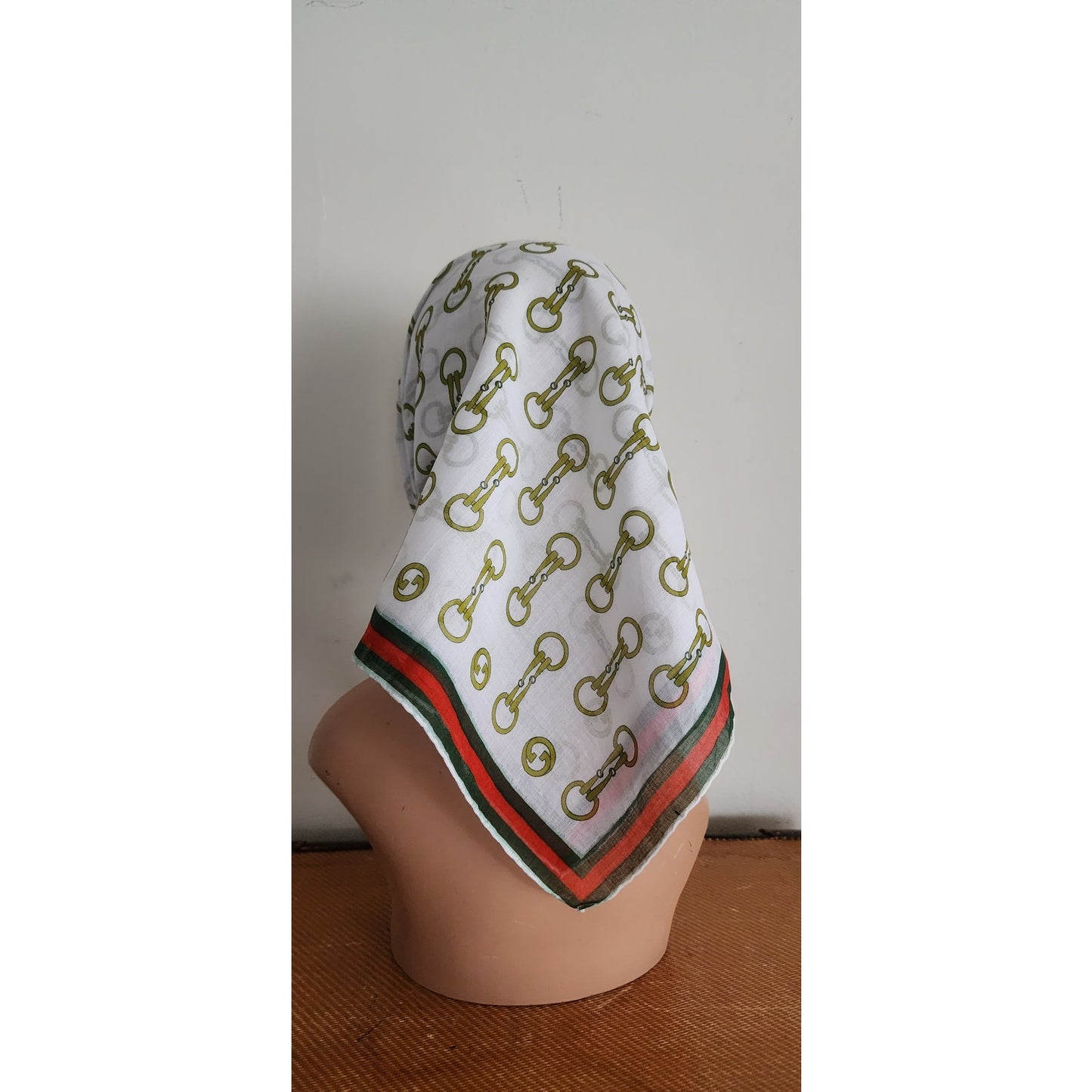 Vintage 70s Gucci Scarf Cotton Print Horsebit Pattern