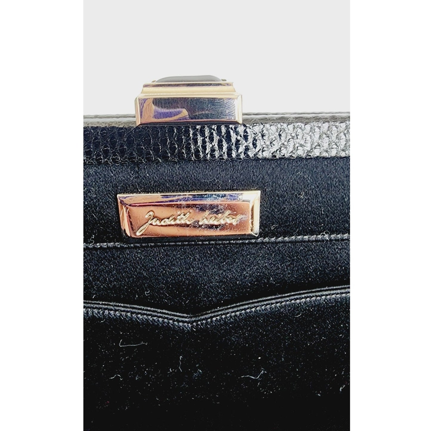Vintage1980s Judith Leiber Bag Black Lizard w/Enamel Art Deco Panel