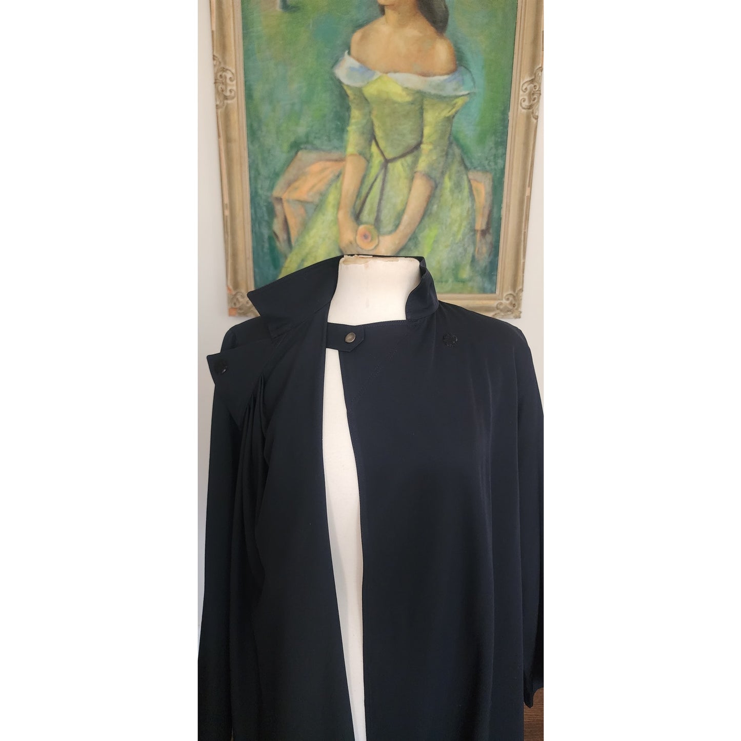 Vintage 1980s RAMOSPORT Coat Black Trench Raincoat Anne-Marie Beretta