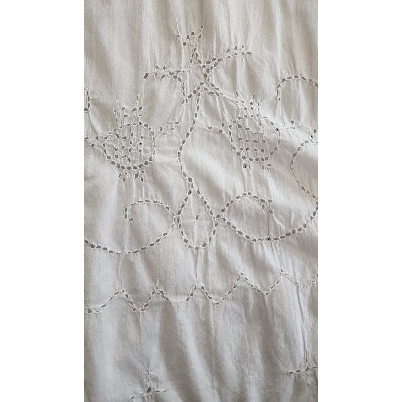 Antique Edwardian Embroidered Petticoat Skirt Underskirt White Cotton Drawstring Waist L