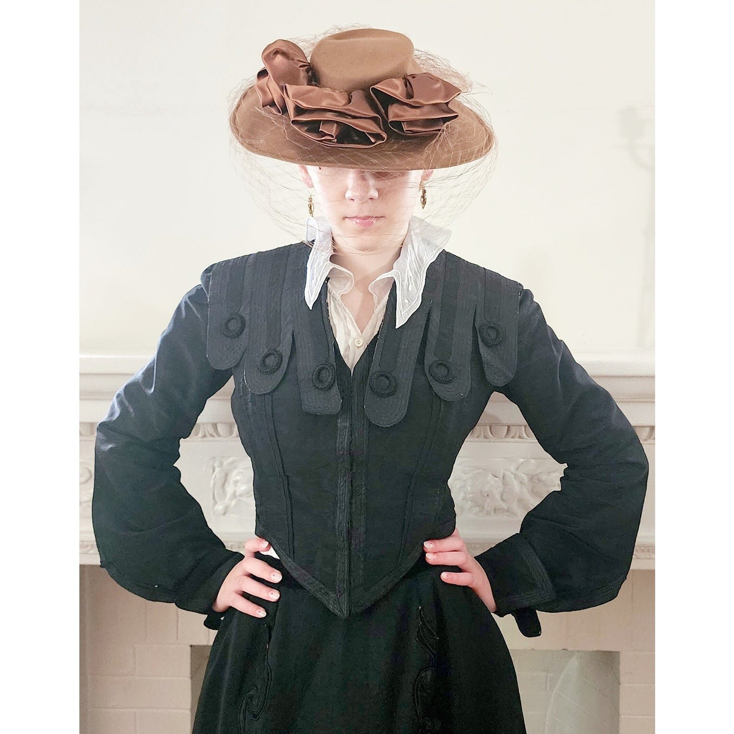 Antique Ladies Jacket Black Silk Edwardian 1900s 1910s