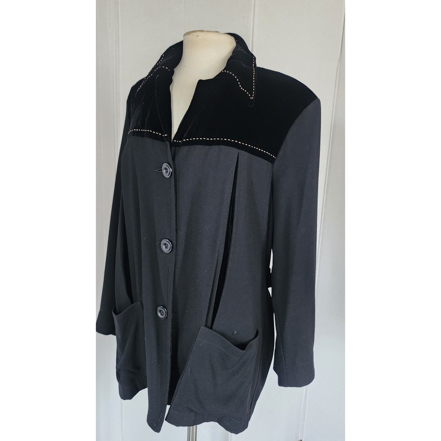 Vintage 40s Style Black Jacket Velvet Blazer 90s Zelda