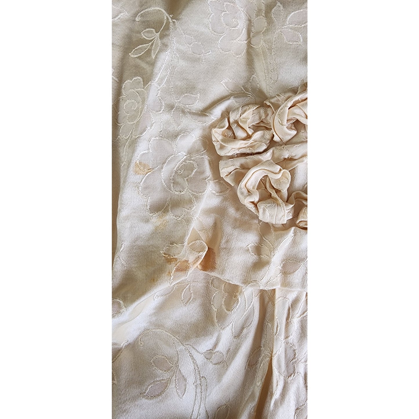 Victorian Cream Lace Dress Short Sleeves Floral Applique