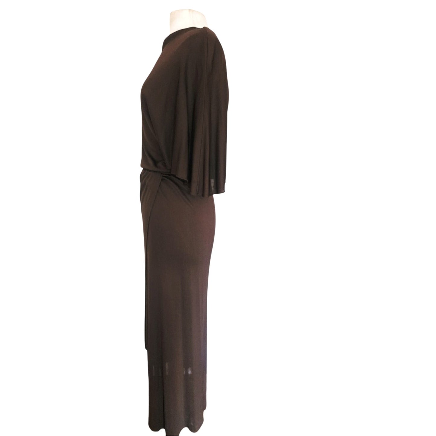 Vintage 1970s Mollie Parnis Dress in Brown Jersey