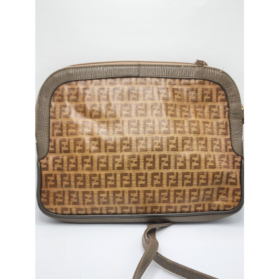 Vintage 80s Fendi Shoulder Bag Zucca Logo Detachable Strap
