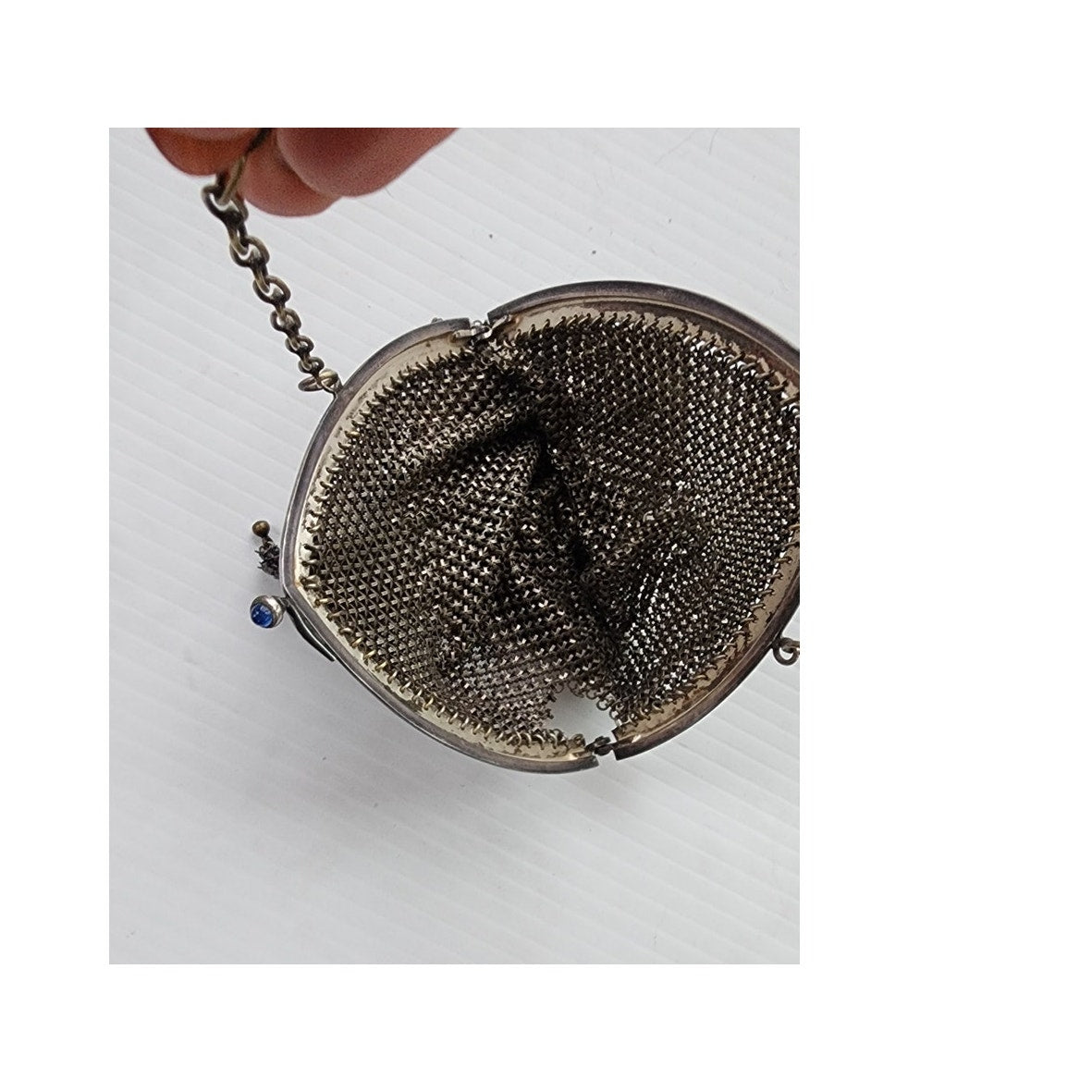Antique Chain Mail Purse Silver Mesh Handbag