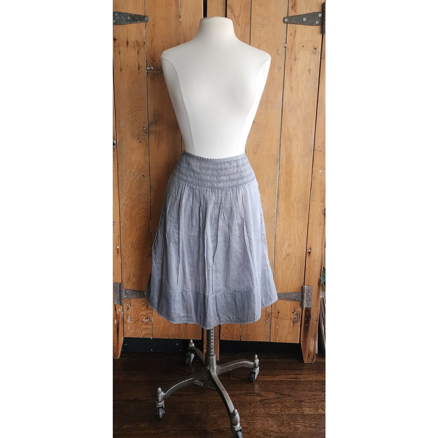Vintage 2000s Burberry Summer Skirt Gray Cotton Midi Length / Med