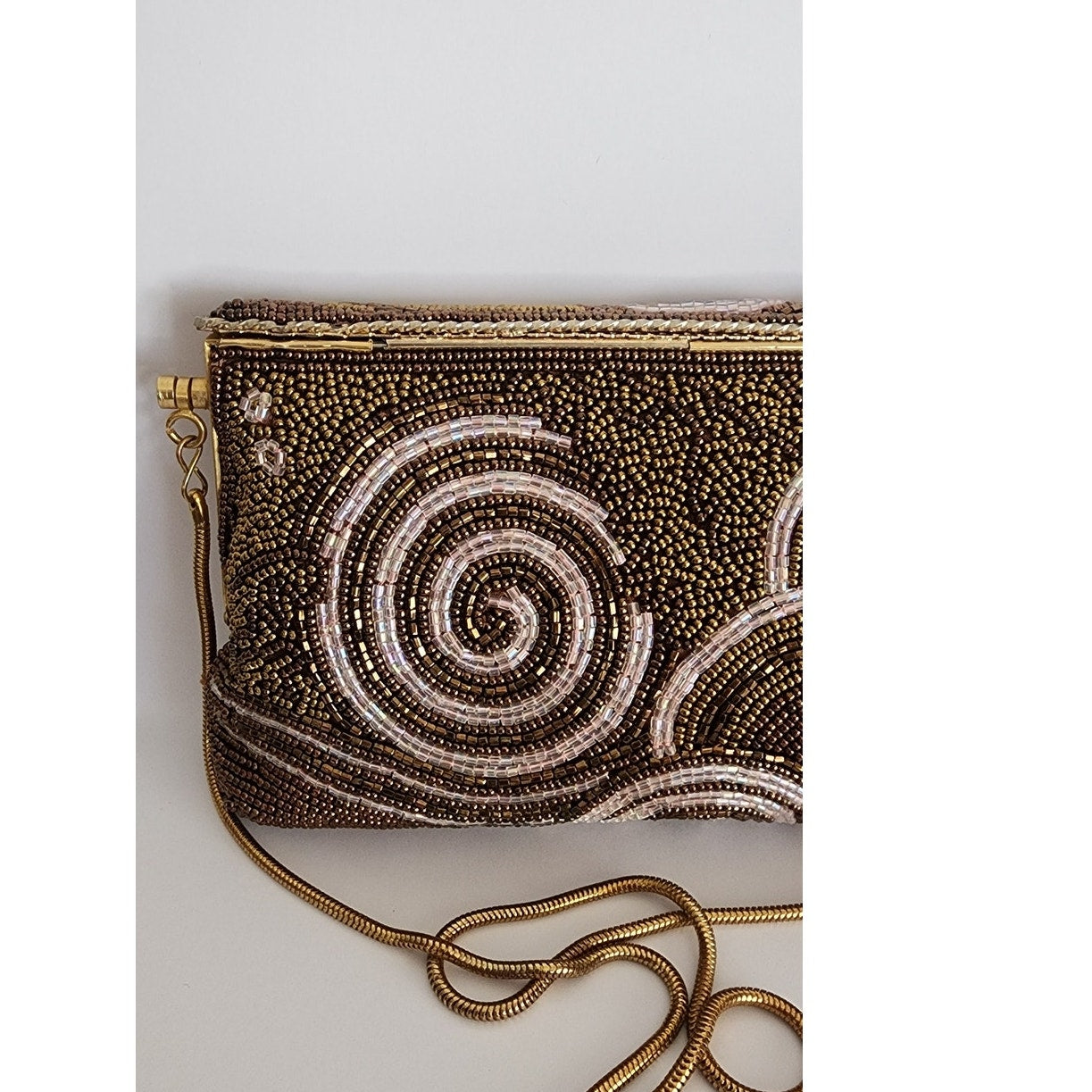 Vintage 50s Beaded Bag Brown Copper Ed B Robinson Art Deco Style