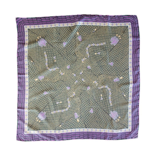 Vintage Bottega Veneta Silk Scarf Green Purple Jewelry Print