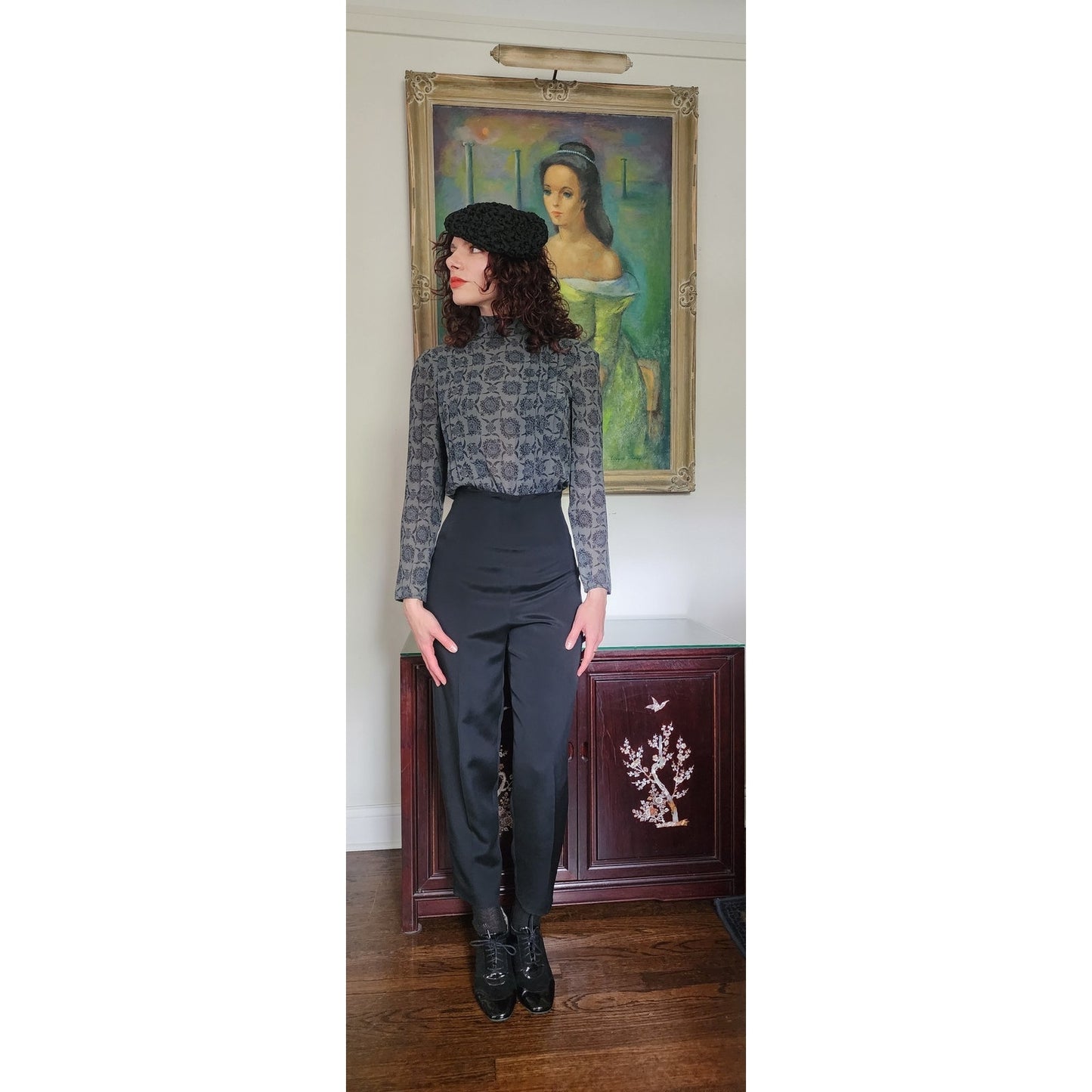 Vintage 90s High Waisted Black Pants Sylvia Heisel / S