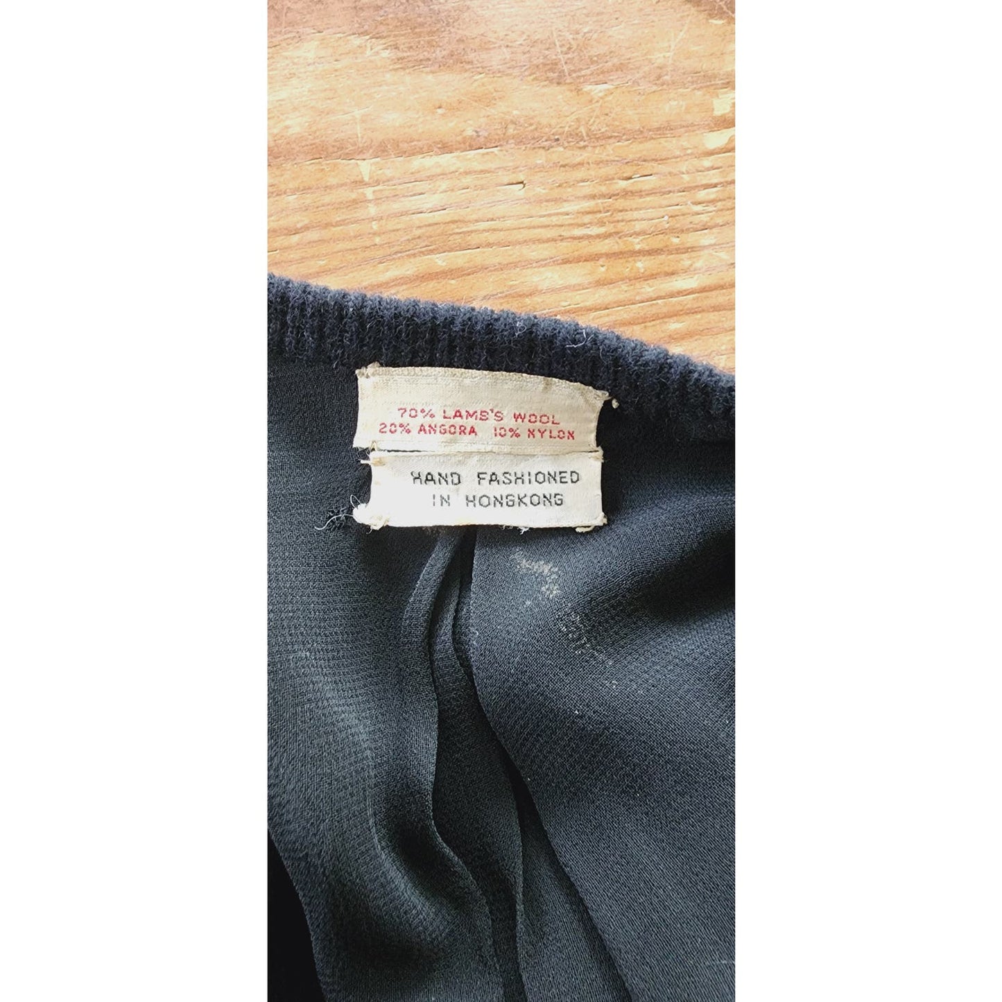 Vintage 50s Beaded Cardigan Black Angora Wool