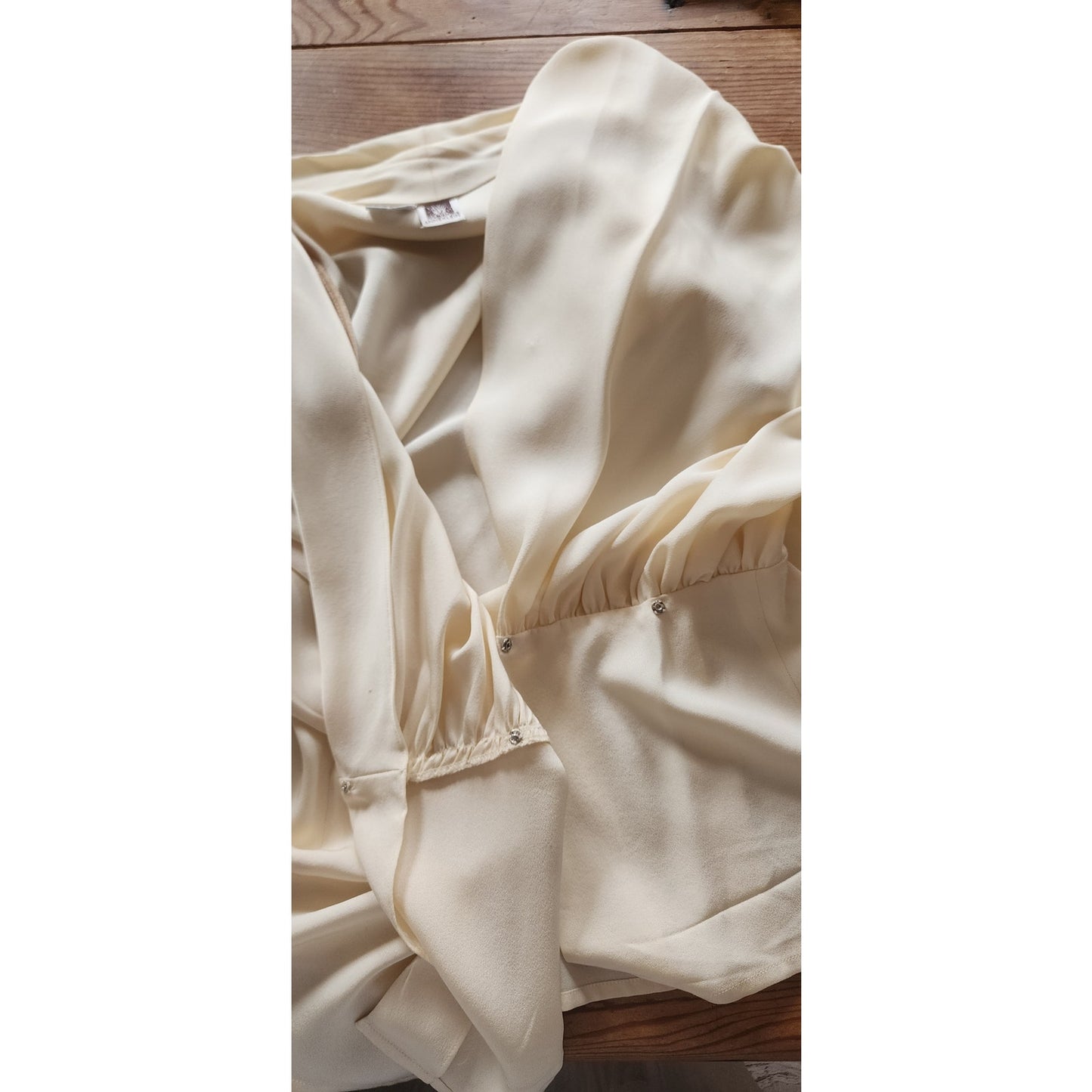 Vintage 80s Anne Klein II Silk Wrap Blouse Cream Silk / M - L