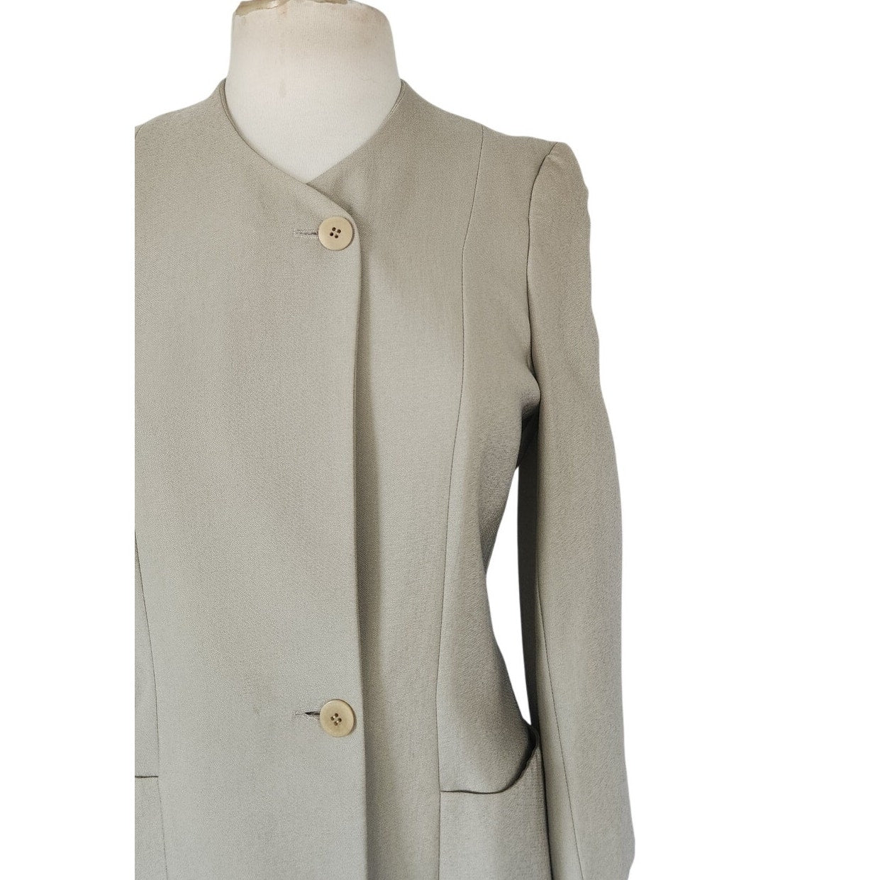 Vintage 90s Pant Suit Beige Cotton Rayon Joan & David / Small