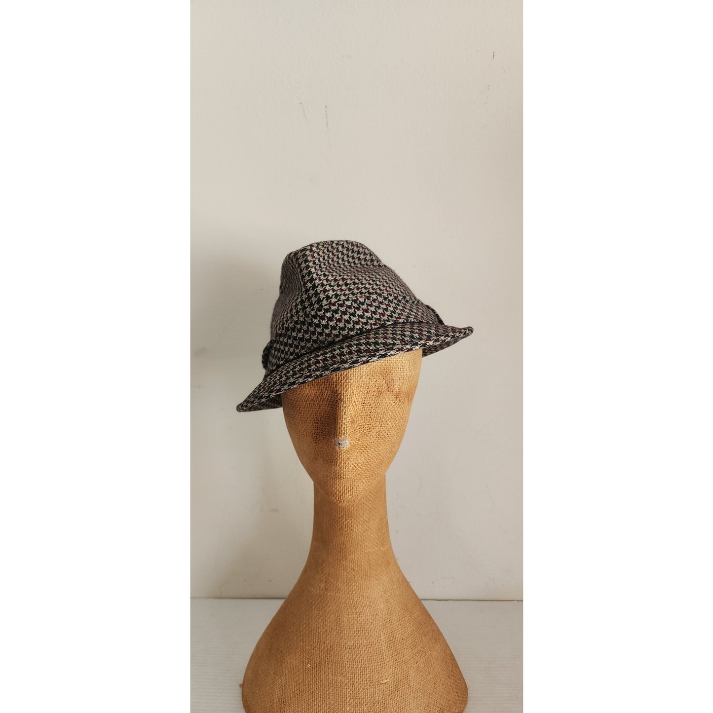 Vintage 60s Mens Fedora Gray Cashmere Houndstooth Dobbs Golden Coach