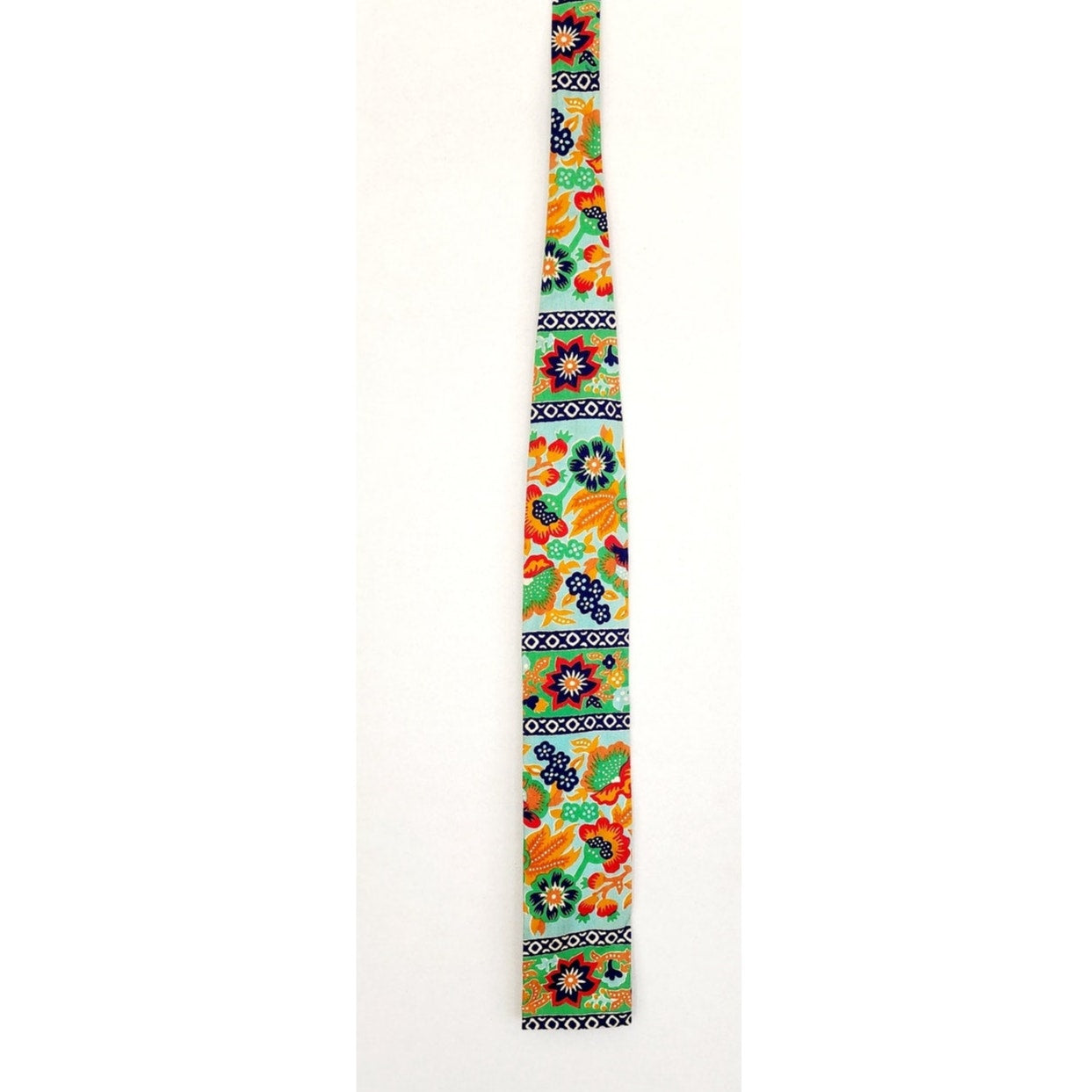 Vintage 60s Mens Necktie Colorful Floral Print Square Bottom Rooster