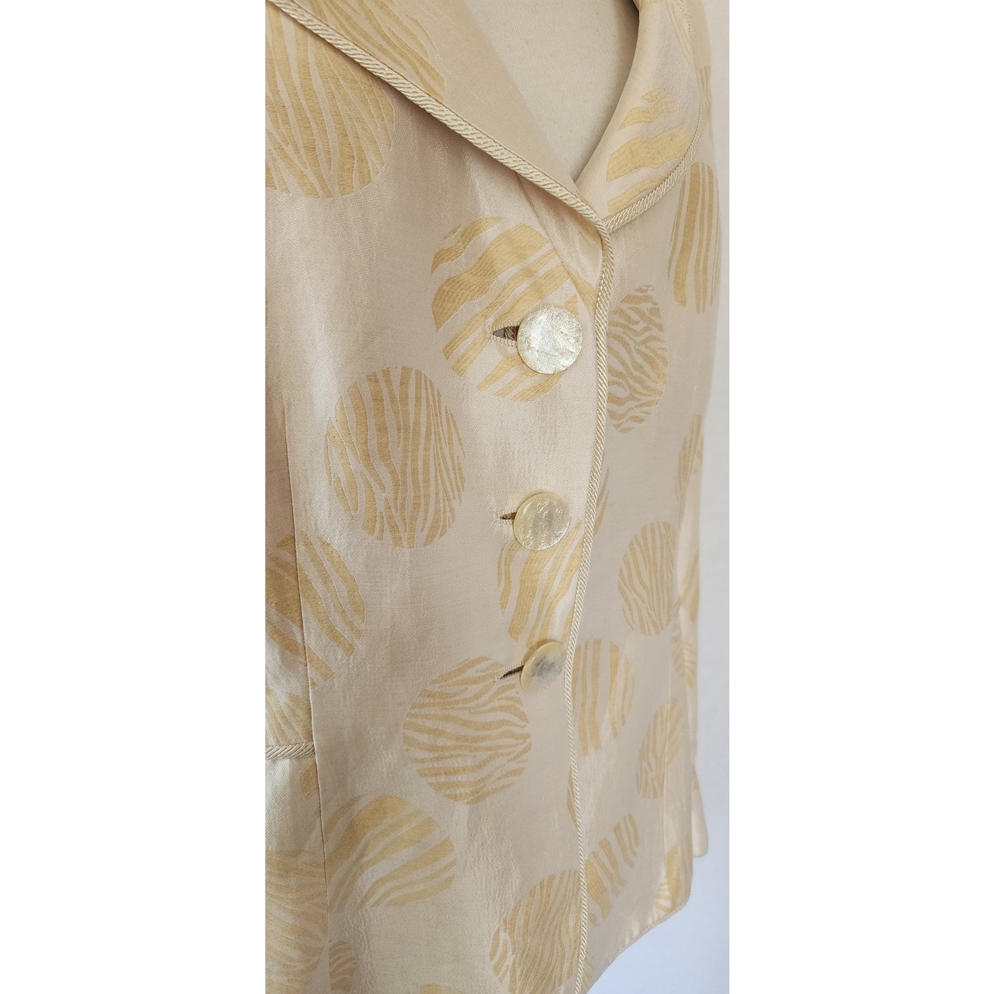 Vintage 2000s Armani Collezioni Blazer Cream Gold Print Flax Silk Print / L