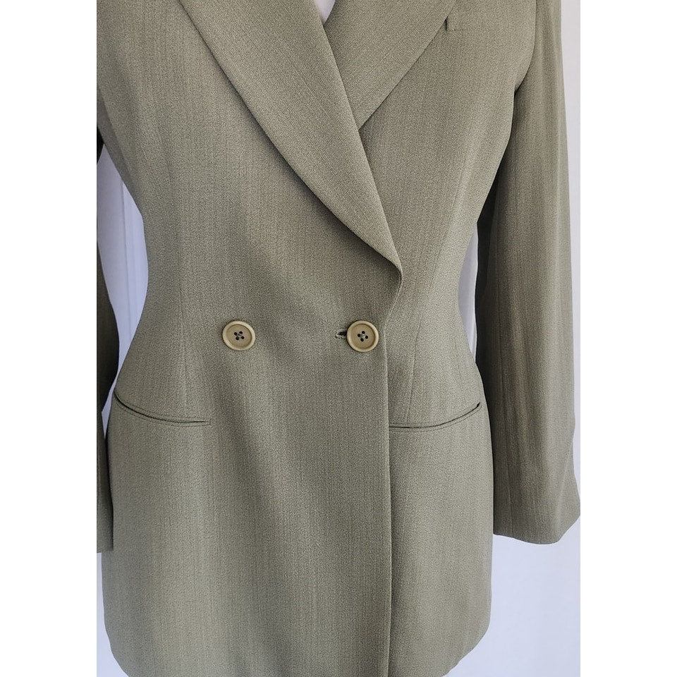Vintage 90s Richard Tyler Pant Suit Green Wool Silk Blend / Small
