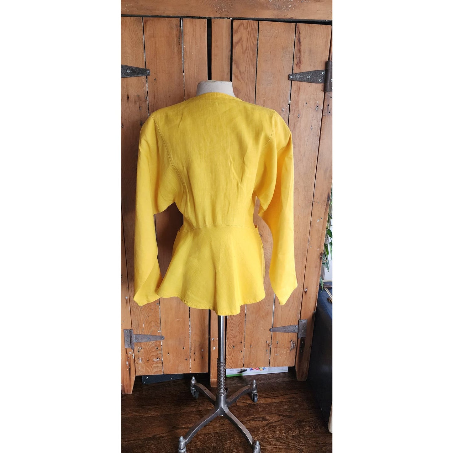 Vintage 80s Versace Blazer Yellow Linen