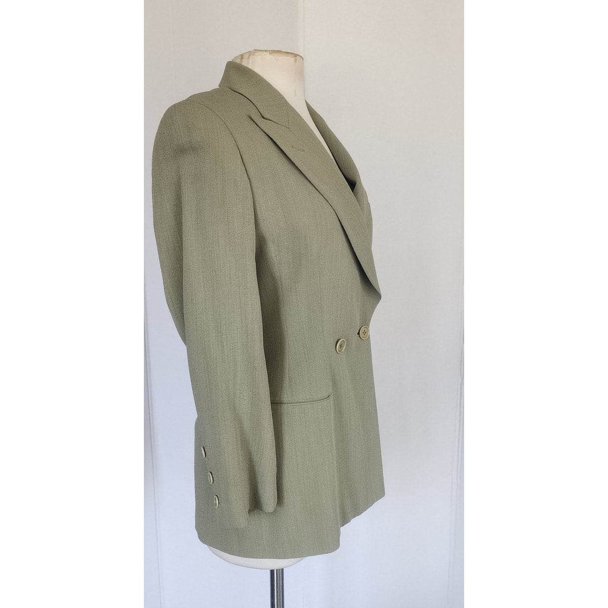 Vintage 90s Richard Tyler Pant Suit Green Wool Silk Blend / Small
