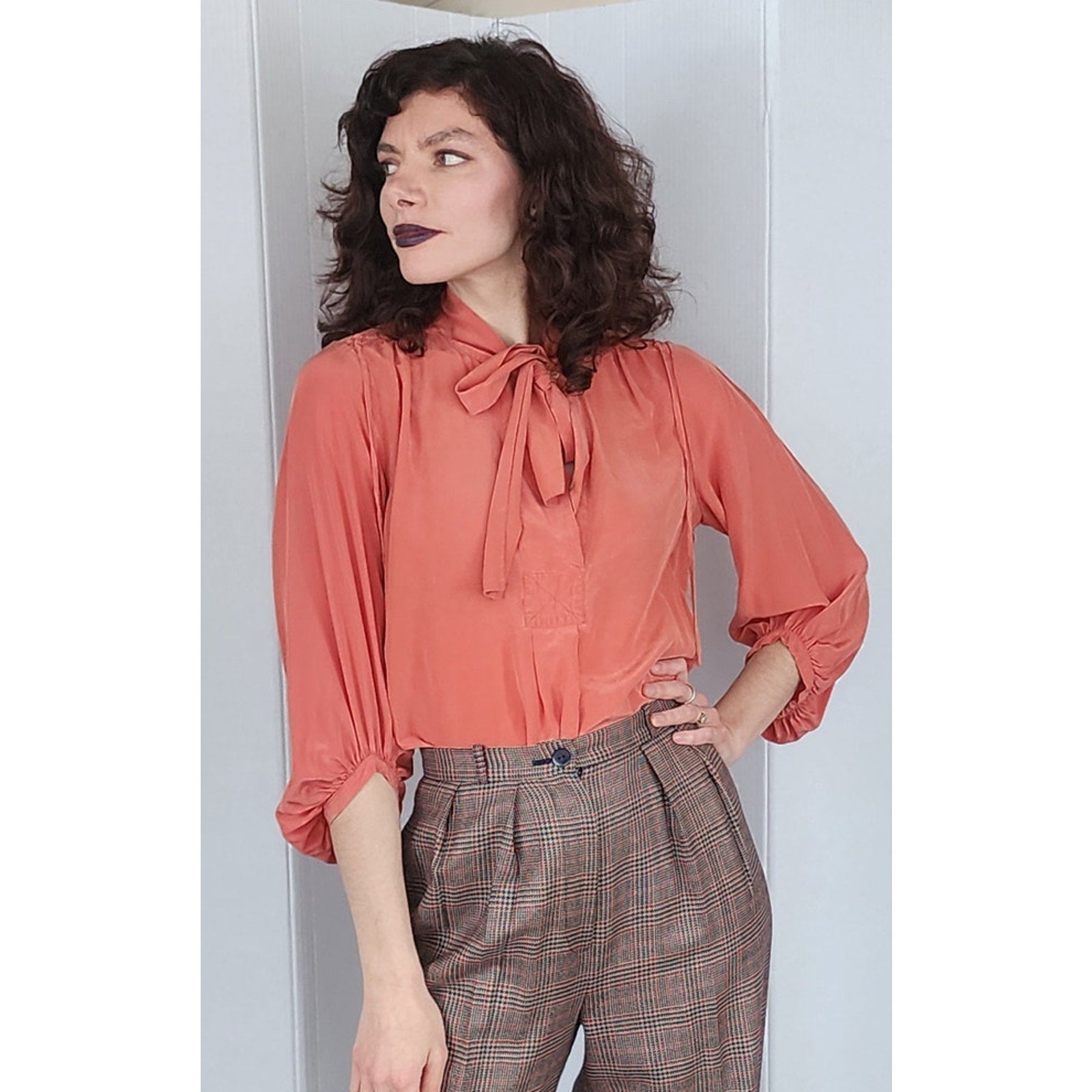 Vintage Coral Silk Blouse Diane Von Furstenberg / M – RareJule Vintage