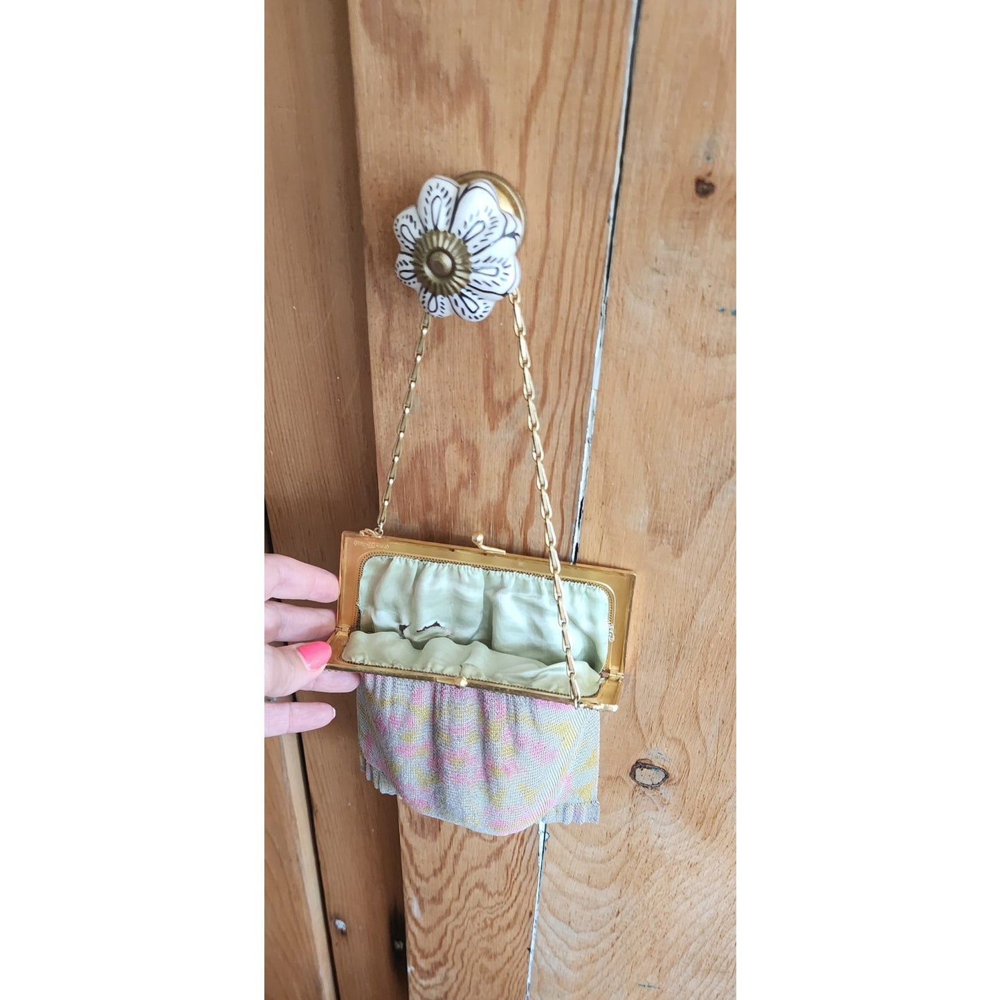 Antique Handbag Watercolor Mesh Edwardian Whiting Davis