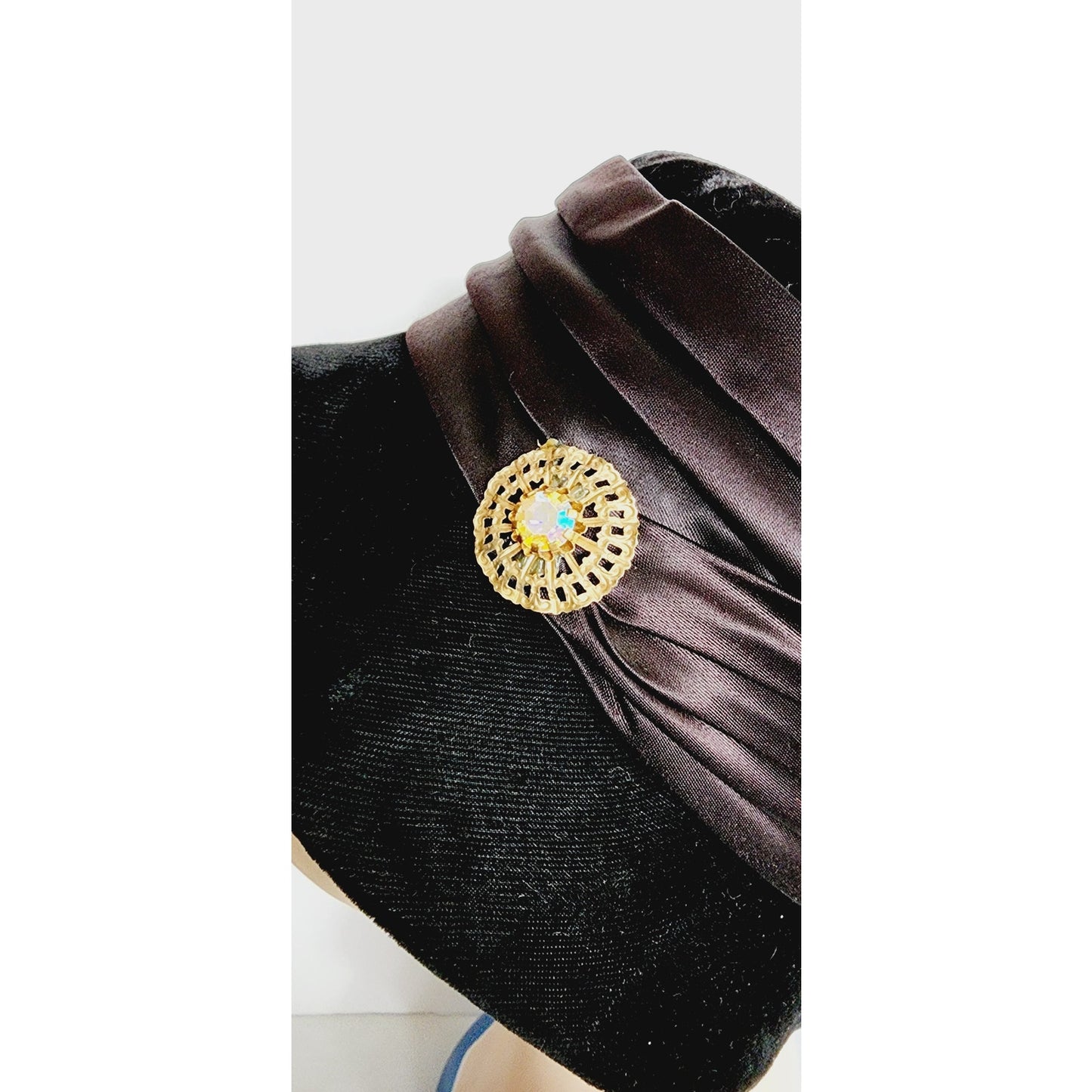 Vintage 1960s Black Hat in 20s Cloche Style Velvet Rhinestone by Joal