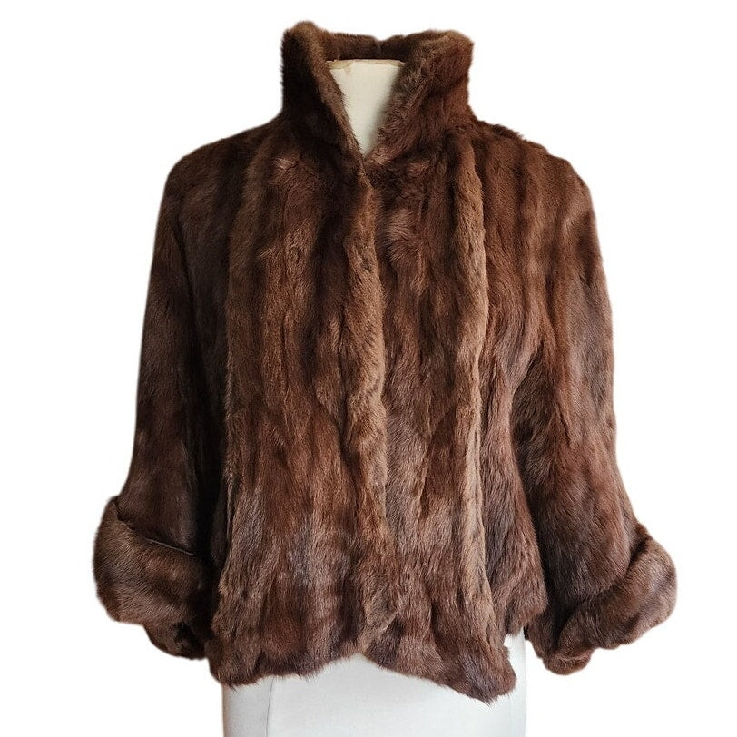 Vintage 40s Brown Fur Jacket Wrap Capelet Michelle Chicago