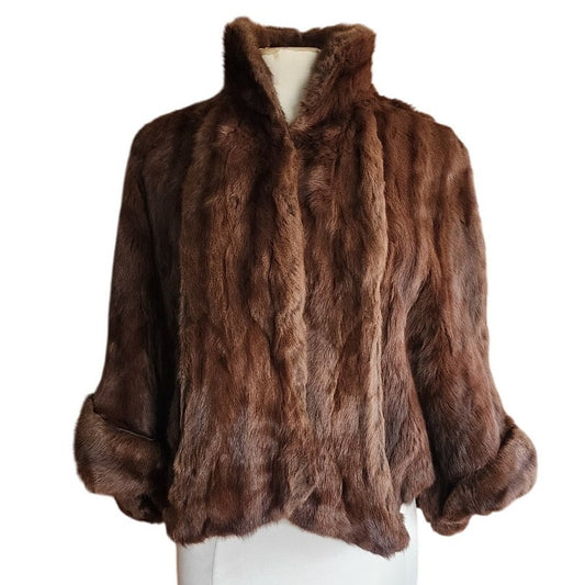 Vintage 40s Brown Fur Jacket Wrap Capelet Michelle Chicago