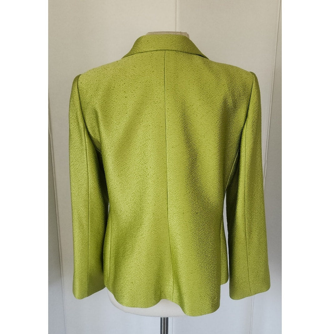 Vintage 2005 Armani Collezioni Blazer Textured Lime Green Jacket Size 16
